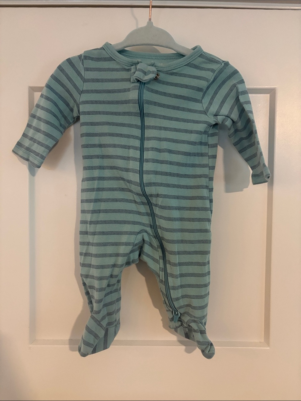 Just One You Carter’s Striped Teal Baby Onesie Footie 3M Baby Boy